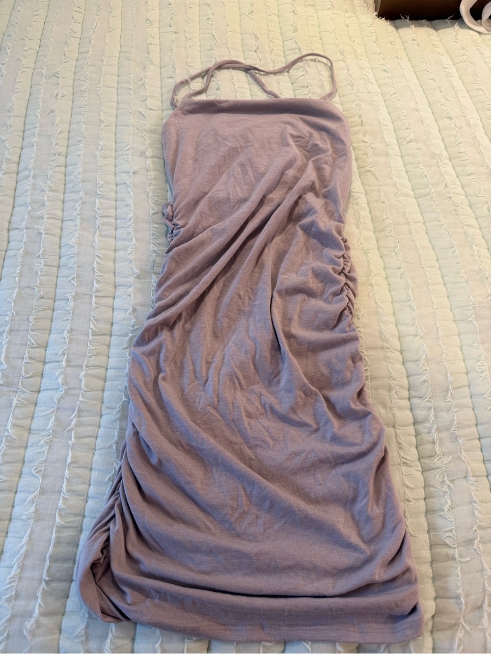 Le Lis Lavender Ruched Spaghetti-Strap Mini Dress Size M